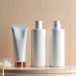 Gamme de produits cosmétiques épurés avec des étiquettes blanches.
