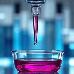 Pipette de laboratoire déposant un liquide dans une boîte de Pétri.